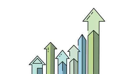 Upward trend graph with houses indicating real estate growth.