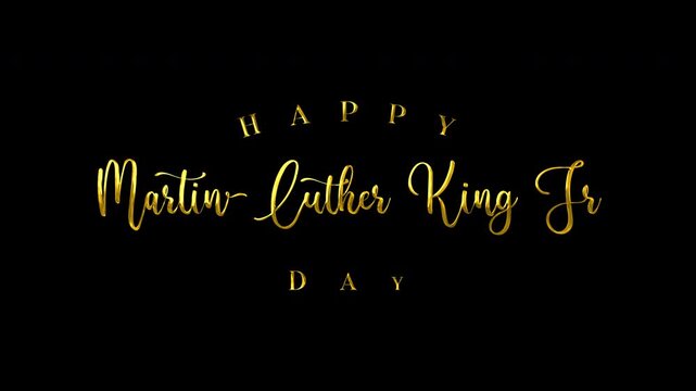 Celebrating martin Luther king Jr. Day with gold text on transparent background. Suitable for social media banners, posters, and event promotions.
