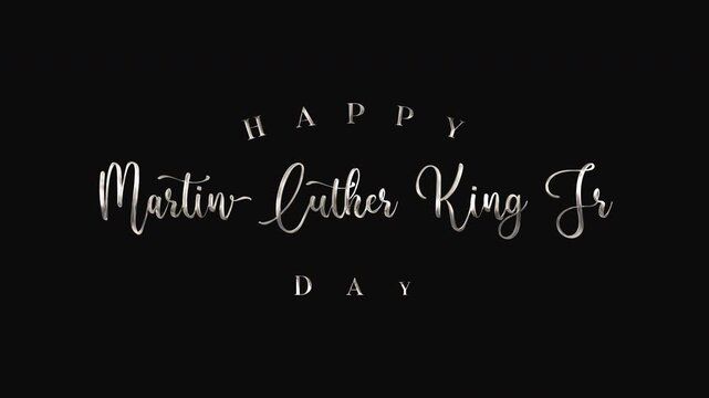 Happy martin Luther king Jr day text animation on transparent background. Suitable for social media posts, educational materials, and holiday promotions.