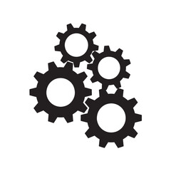 Gears in mechanical configuration with dark silhouette on white background for industrial design
