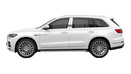 White luxury SUV on transparent background