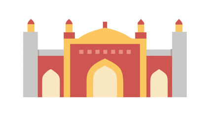 Illustrated mosque with arches and towers © Bs