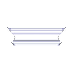 White architectural decorative baseboard molding profile illustration isolating the detailed design element, symbolizing home finishing, repair, and construction concepts