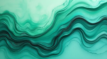 green and turquoise colors. Liquid abstraction with smooth waves of green and blue. Modern art background for presentations, websites, covers, and advertising of premium products