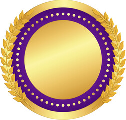 Purple and Gold Certificate Seal Badge
