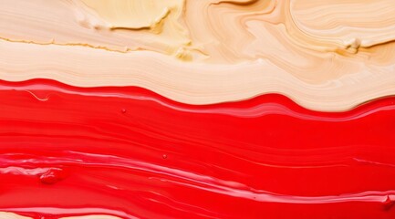Thick paint with relief lines and drops, coral gradient. Universal art background for branding, liquid art for posters, banners, wallpapers, and cosmetics