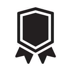 Black Shield Icon in Simple Flat Design with White Border on Transparent Background for Logo Template