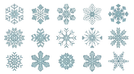 Intricate Snowflakes: A collection of exquisite, detailed snowflakes, each boasting unique symmetrical patterns, against a pristine backdrop, creating a serene and elegant winter aesthetic.