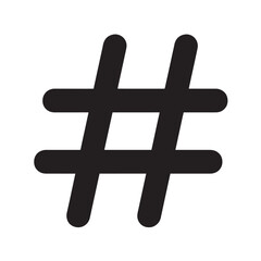 Obraz premium Hashtag symbol in simple flat design with dark gray color on white background for social media icon