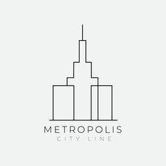 Building city line minimalist logo design vector