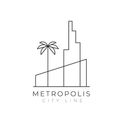 Building city line minimalist logo design vector