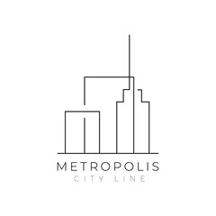Building city line minimalist logo design vector