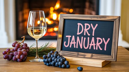 Dry january alcohol free lifestyle concept with wine glass
