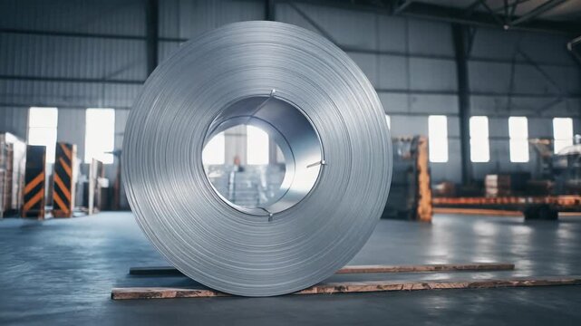 High-Quality Steel Coil in Warehouse Environment for Industrial Use and Manufacturing
