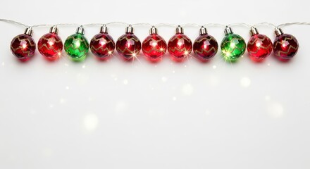 String of Christmas ornaments with a green and red ball