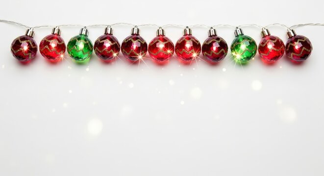String of Christmas ornaments with a green and red ball - Powered by Adobe