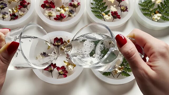 Crafting Beautiful Resin Coasters with Dried Flowers and Epoxy Resin.