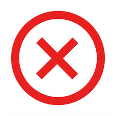 Obraz premium Symbol of Negation A bold red X inside a warning circle, symbolizing prohibition and error in a clear and concise design.