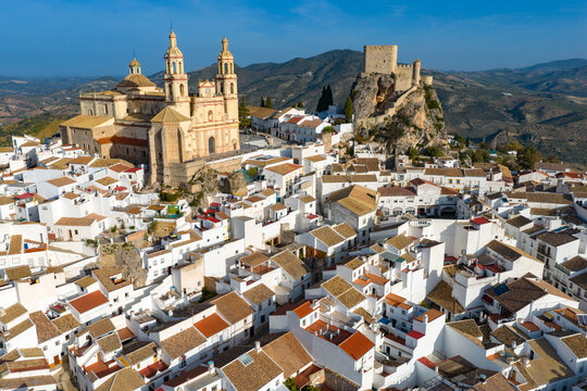 Majestic Olvera: 4K Cinematic Aerial Flyover of the Historic Moorish Castle, Neoclassical Church, and Whitewashed Streets of Andalusia&rsquo;s Capital of Rural Tourism, Spain