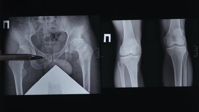 X-ray of a person's crooked pelvis
