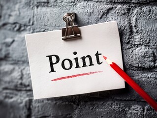 紙に書かれたPointの文字を赤鉛筆で示す要点強調と重要事項の整理イメージ