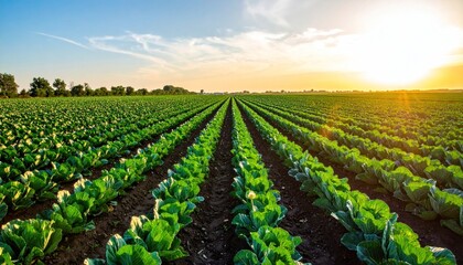 Cabbage Field at Sunset.
