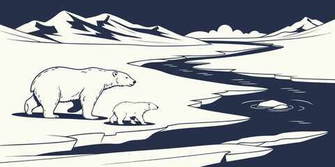 Polar bears in arctic landscape © Mg
