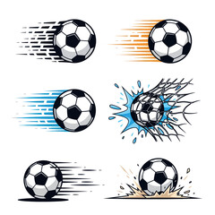 Naklejka premium Dynamic Soccer Ball Illustrations Motion and Impact Collection.