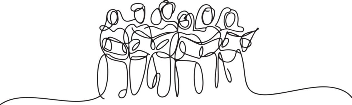 continuous line drawing of choir. drawing of one line art of choir. single line of choir group singing together. one line Icon drawing