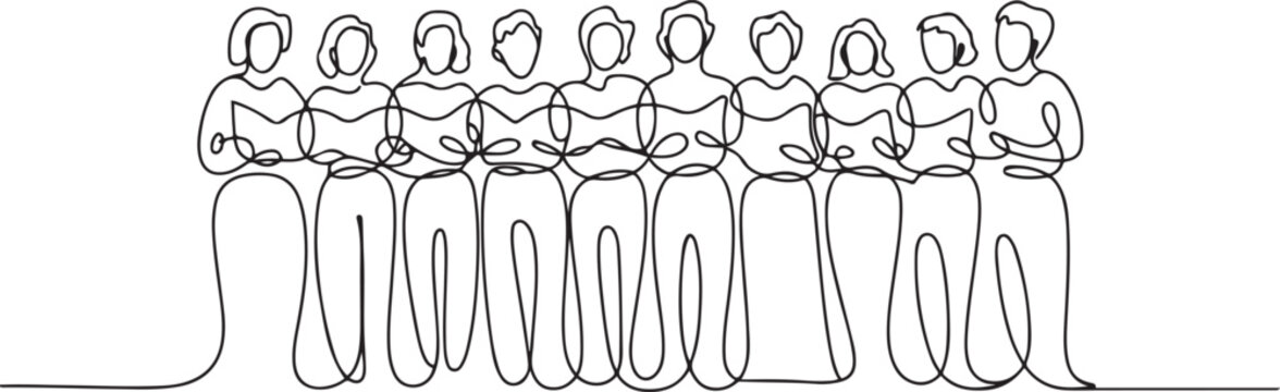 continuous line drawing of choir. drawing of one line art of choir. single line of choir group singing together. one line Icon drawing