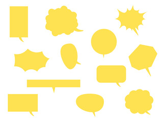 色々な形のシンプルな吹き出しのセット　黄色　3