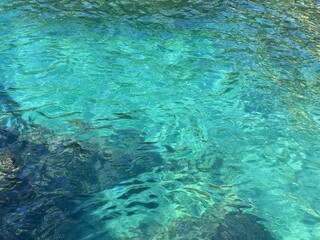 Sea lagoon with clear emerald blue water.