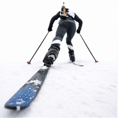 Fototapeta premium Athlete Skiing in Winter Snowy Landscape