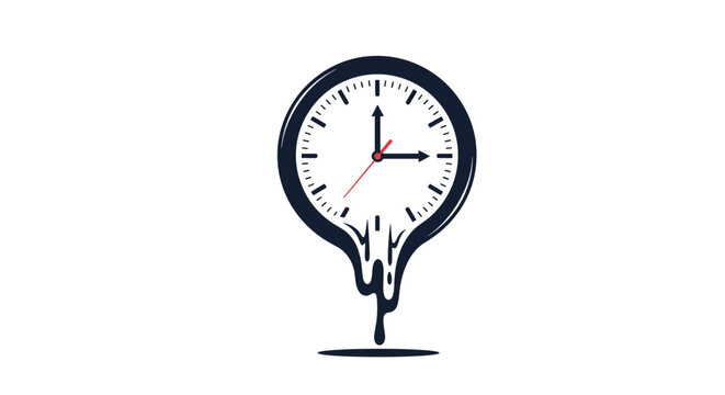 Surreal illustration of a black and white melting clock dripping downwards representing the fluidity and inevitable passage of time.