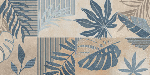 seamless pattern with leaves tiles decor