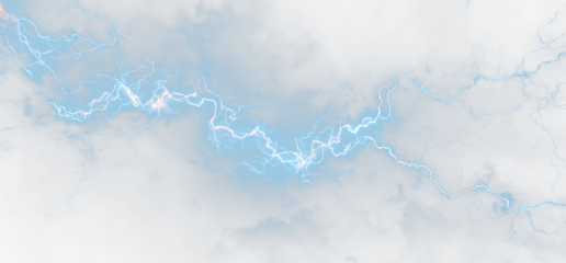 High Voltage Electric Lightning Strike PNG Isolated on Transparent Background