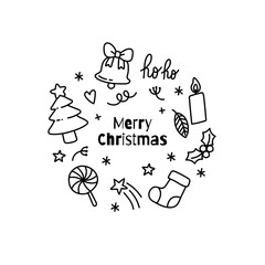 Playful handdrawn christmas doodle  illustrations