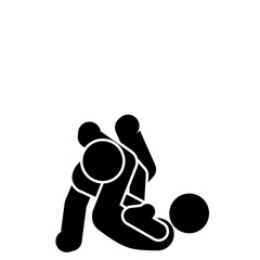 Brazilian jiu jitsu submission lock ground fighting illustration.