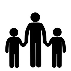 Parent with two children happy family illustration.
