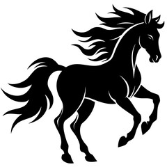 Obraz premium Black silhouette of a horse in motion animal equine