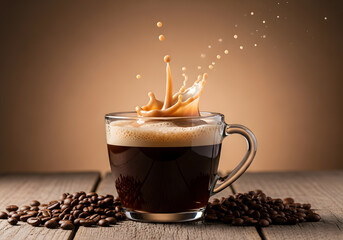 Premium Espresso Splash Artistic Creamy Coffee Milk Droplets