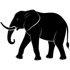 Obraz premium Black silhouette of an elephant walking white animal 1
