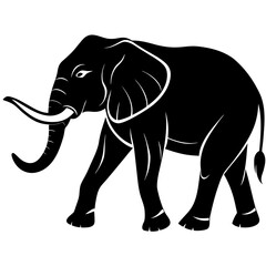 Fototapeta premium Black silhouette of an elephant walking white animal 4