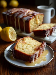 Apple pie with coffee and tea on a plate