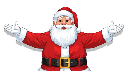 Festive Cheer Cartoon Santa Claus with Open Arms, Ready for Christmas Celebration © Alfarizi