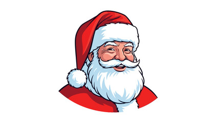 Close-up portrait of Santa Claus with a red hat and white beard, a classic Christmas icon