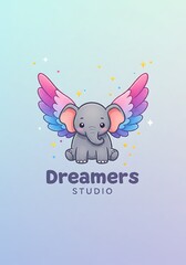 夢見る象の羽根：愛らしいデジタルイラスト