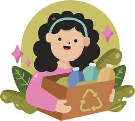  Environment Day Recycle Girl Sustainability Illustration