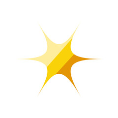 Golden starburst graphic radiating dynamic rays and glittering shine on a clean white background, symbolizing energy, celebration, premium quality, impact, and attention
