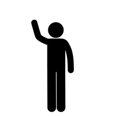 Stick figure waving hand friendly gesture illustration.